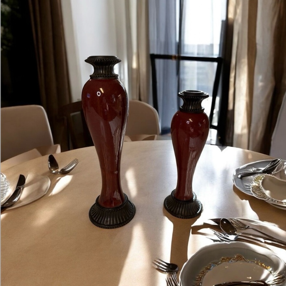 Vintage Retired Pair of PartyLite Moroccan Spice Taper Candle Holders - Picture 2 of 5